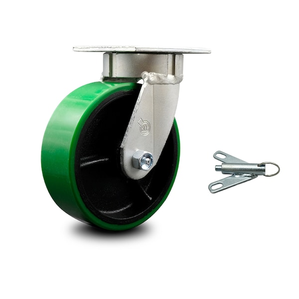 6 Inch Kingpinless Green Poly on Steel Wheel Swivel Caster with Swivel Lock SCC